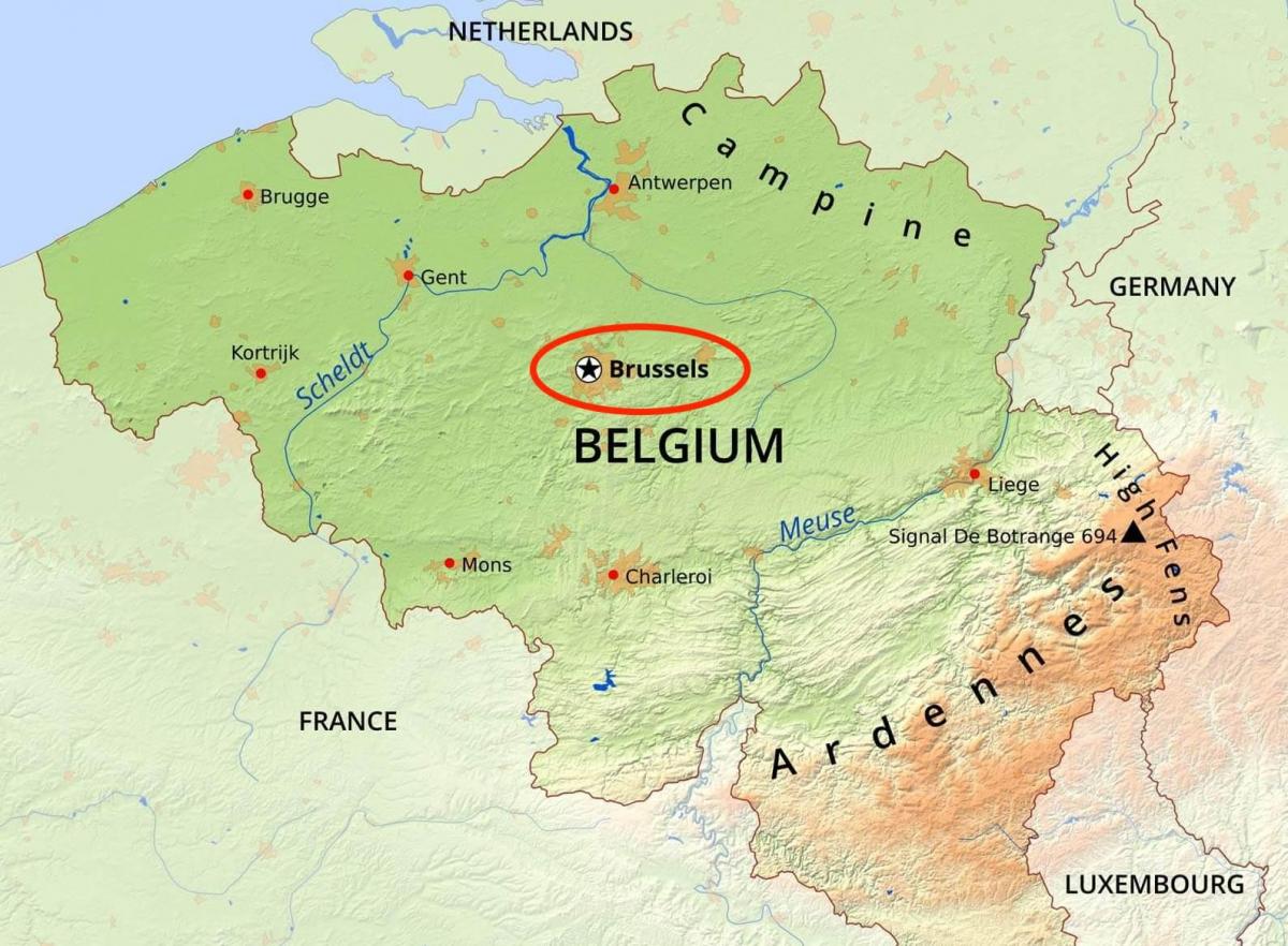 Bruxelles geografische kaart