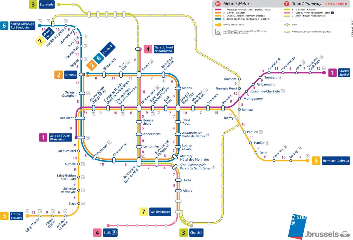 kaart van Brussels metrostation
