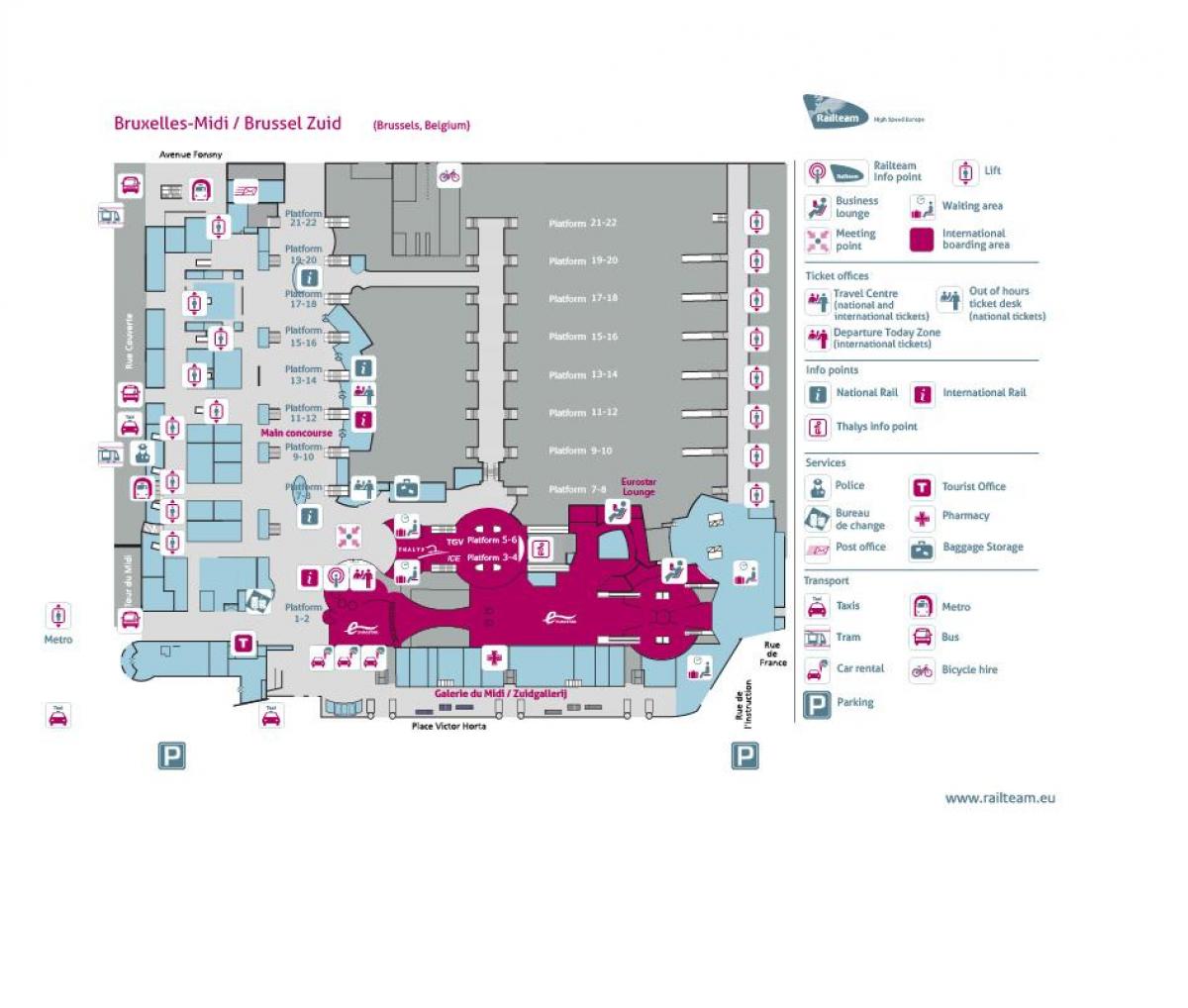 Brusselzuid stationkaart Brussels midizuid stationkaart (België)