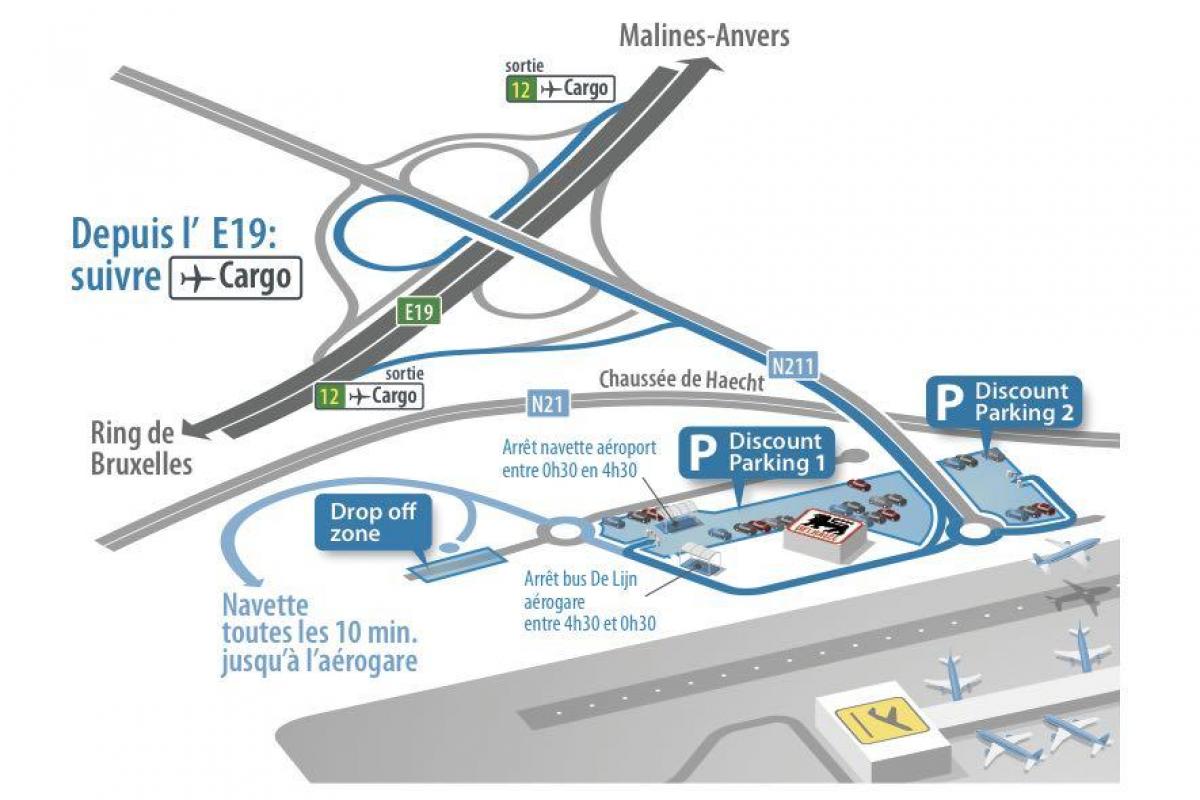 kaart van Brussels airport parking