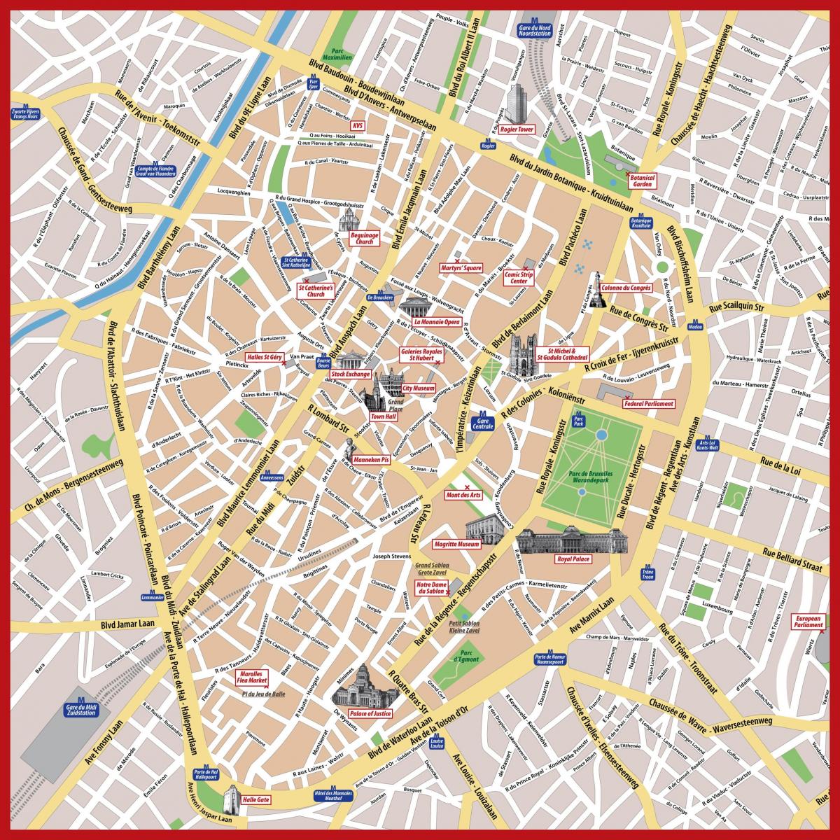 het centrum van Brussel, stratenplan