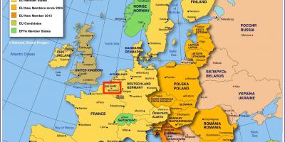 Kaart van europa met Brussel