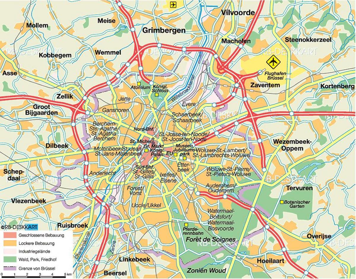 Ook uitzetten Kano Brussel wegenkaart - Bruxelles snelweg kaart (België)